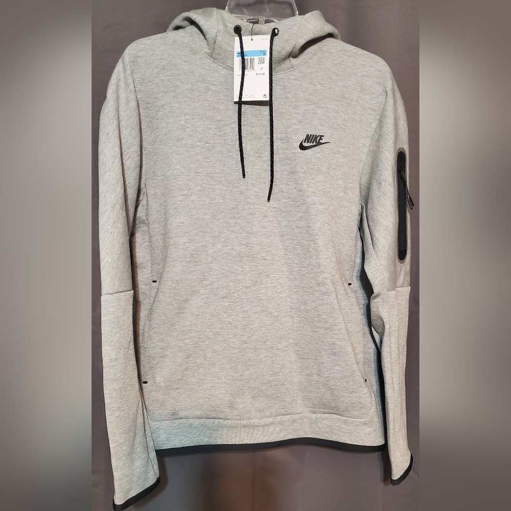 Size Medium - Nike Sportswear Tech Fleece Pullover Hoodie Grey Black DD5174-063